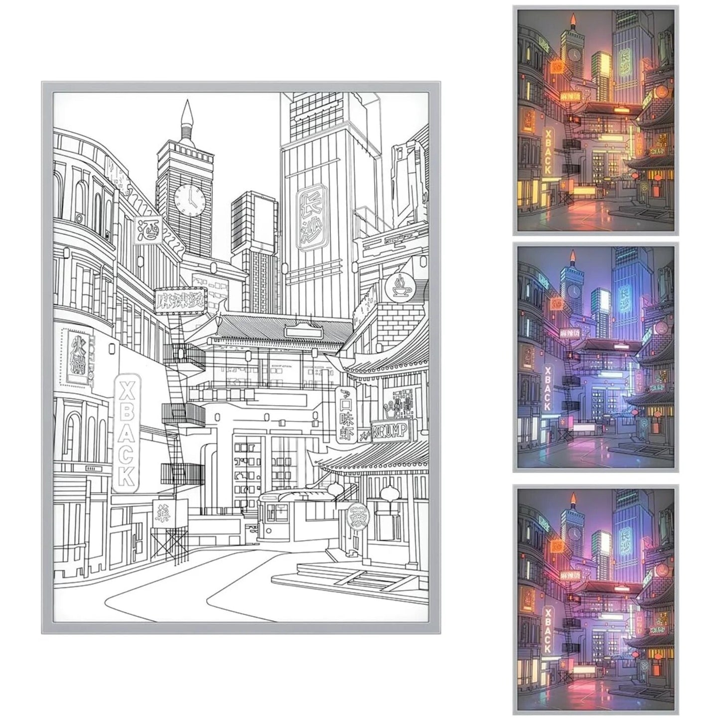 Beautiful Anime LED City Night View Painting