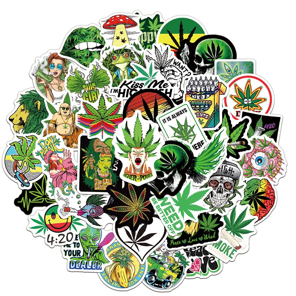 New Leaves Weed Themed Stickers