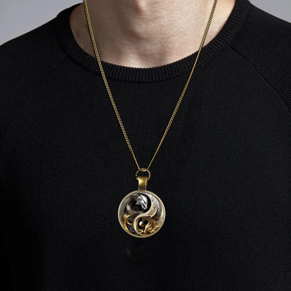 Yin and Yang Dragon Fashion Necklace