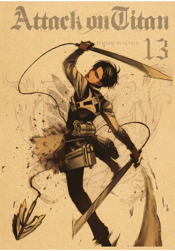 Vintage Unframed Japanese Attack On Titan Retro Posters