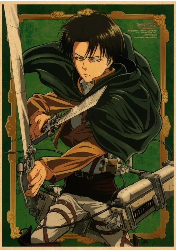 Vintage Unframed Japanese Attack On Titan Retro Posters
