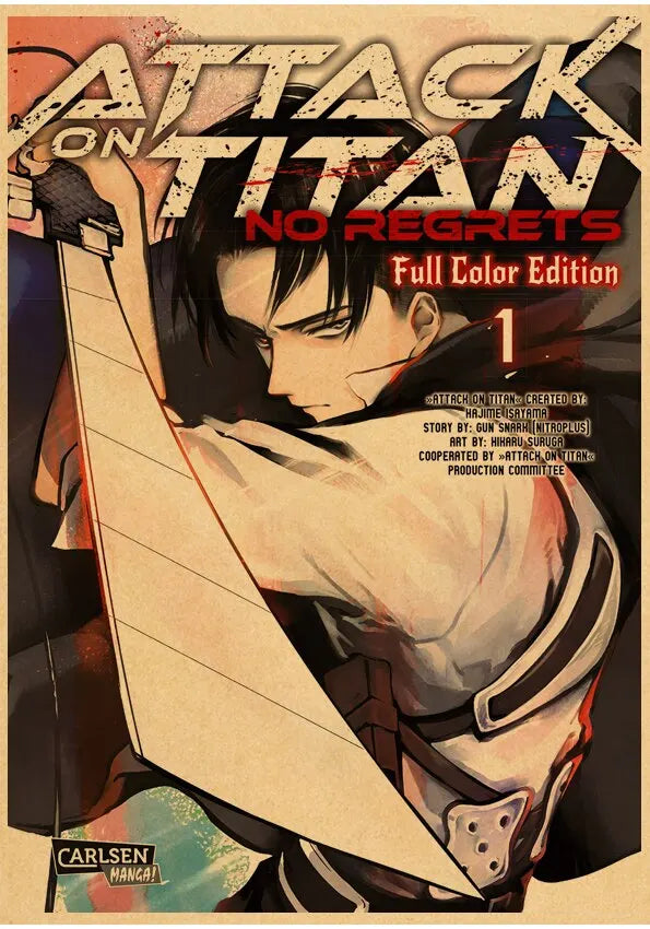 Vintage Unframed Japanese Attack On Titan Retro Posters