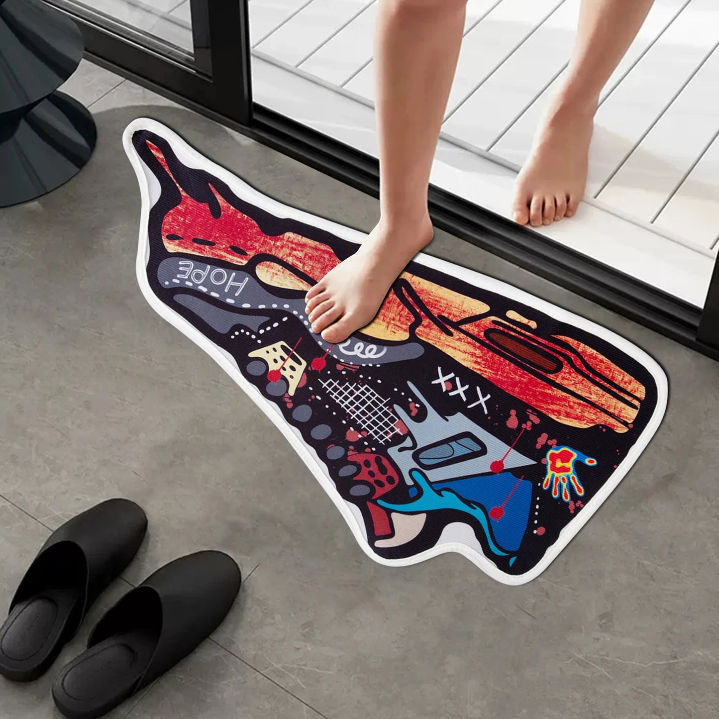 Retro Sneaker Shaped, Graffiti Styled Floormat