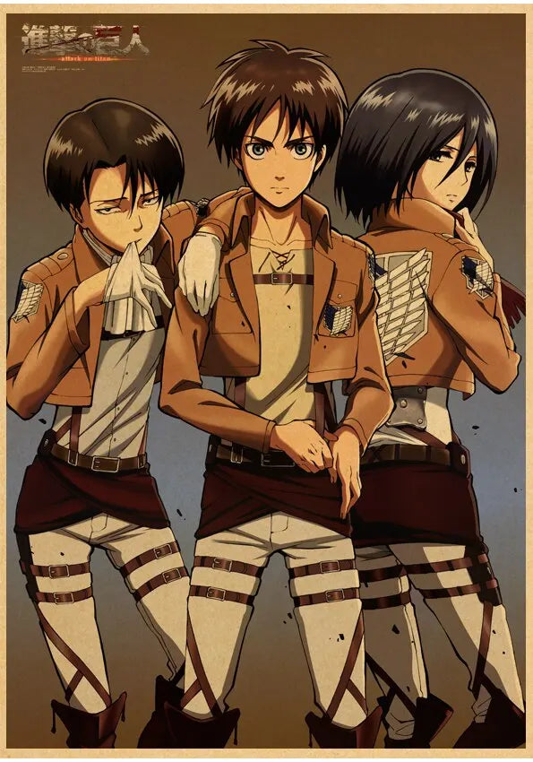 Vintage Unframed Japanese Attack On Titan Retro Posters