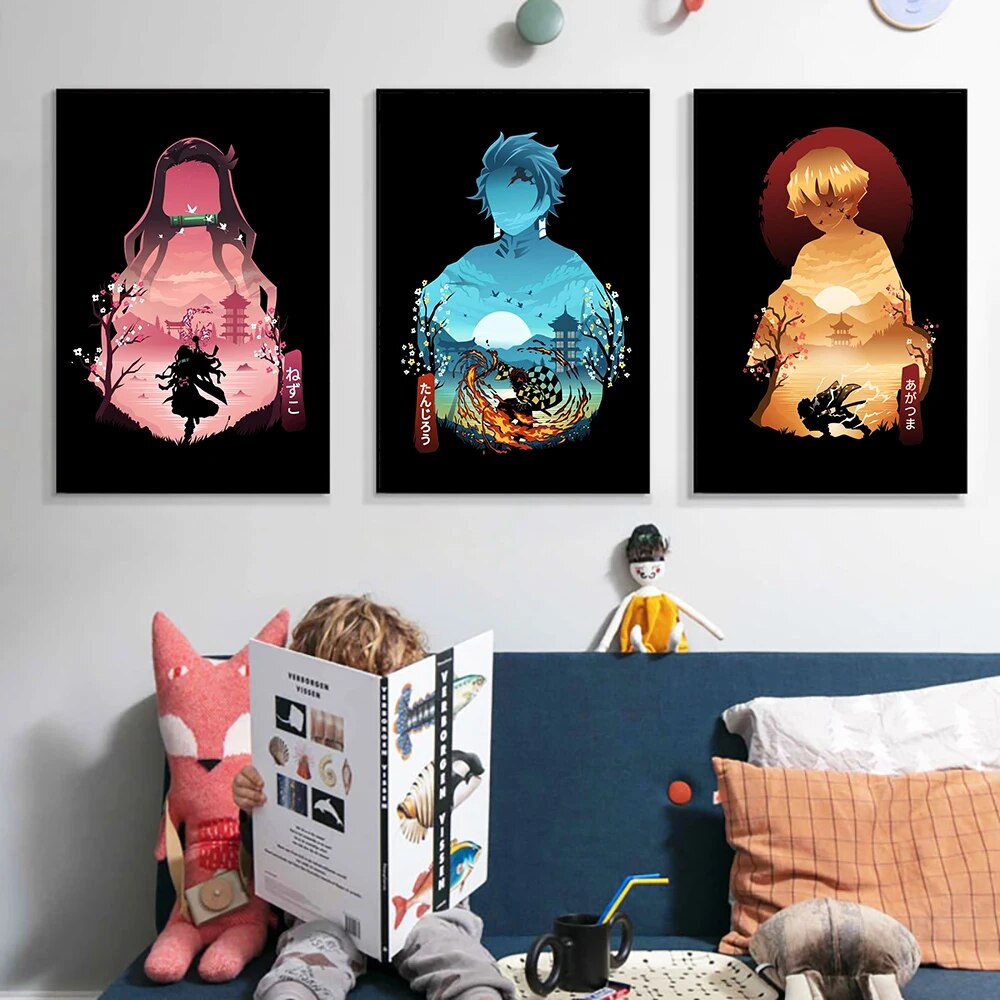 Demon Slayer Inspired Colorful Canvas Print