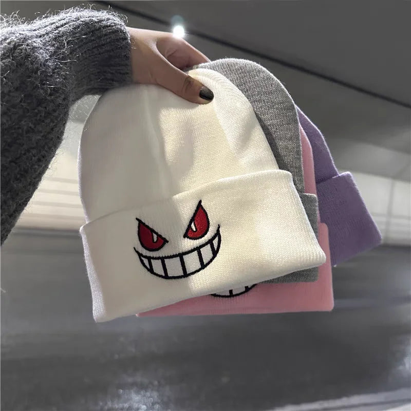 Mischievous Cartoon Character Face Knitted Beenies