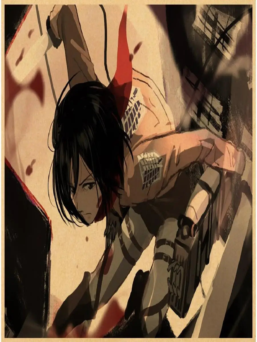 Vintage Unframed Japanese Attack On Titan Retro Posters