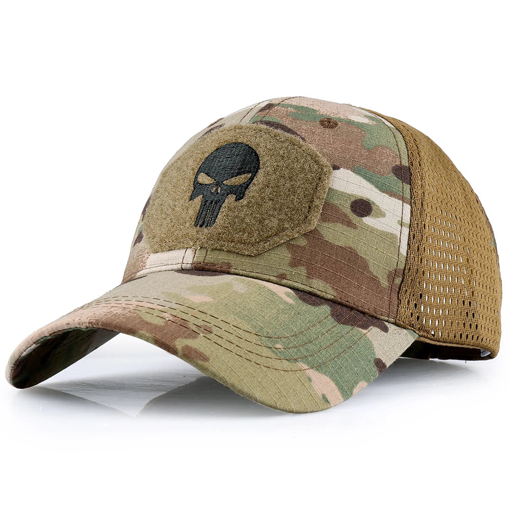 Punisher Themed Camouflage Baseball Caps
