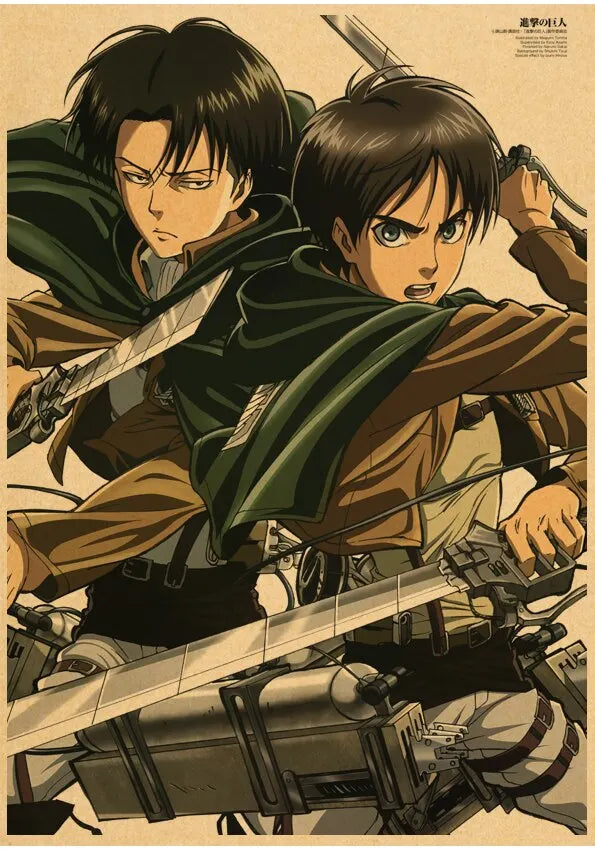 Vintage Unframed Japanese Attack On Titan Retro Posters