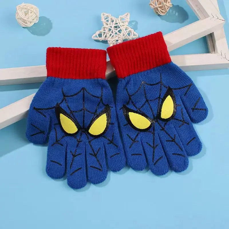 Spiderman Themed Winter Knitted Kids Gloves