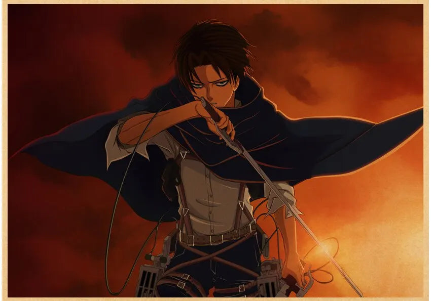 Vintage Unframed Japanese Attack On Titan Retro Posters