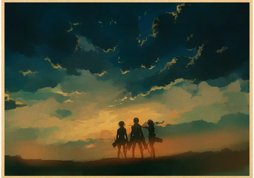 Vintage Unframed Japanese Attack On Titan Retro Posters