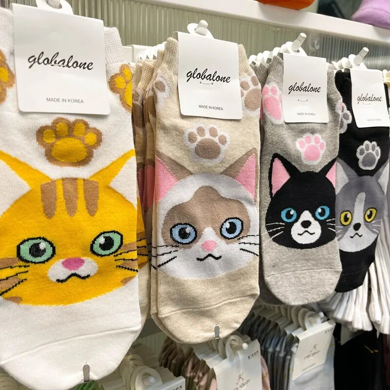 Adorable Cartoon Cat Cotton Girl Ankle Socks