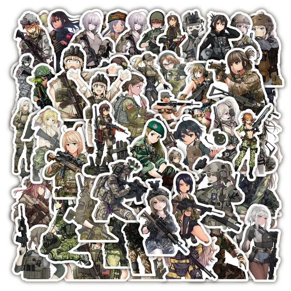 Female Soldier Cool Anime Stickers