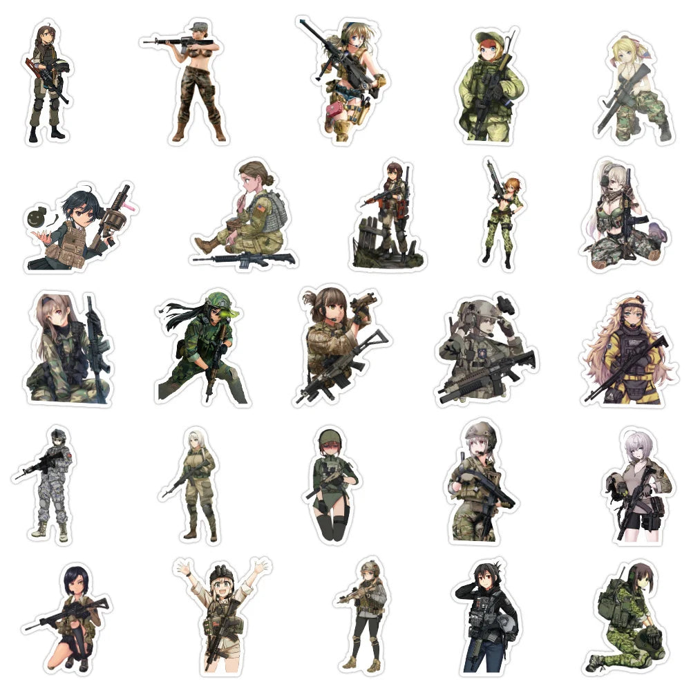 Female Soldier Cool Anime Stickers