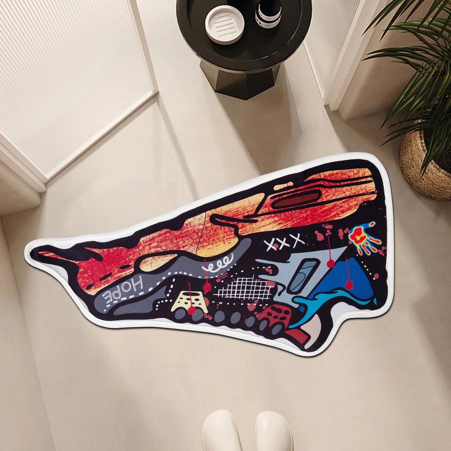 Retro Sneaker Shaped, Graffiti Styled Floormat