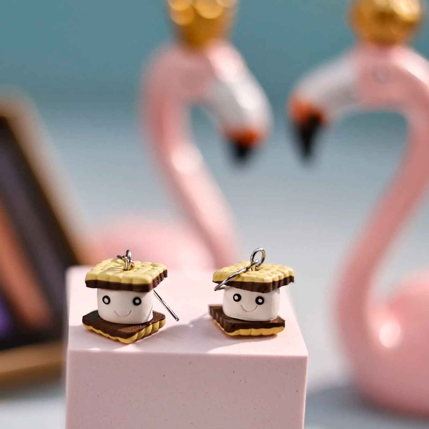 Marshmallow Sandwich Cookie Earrings