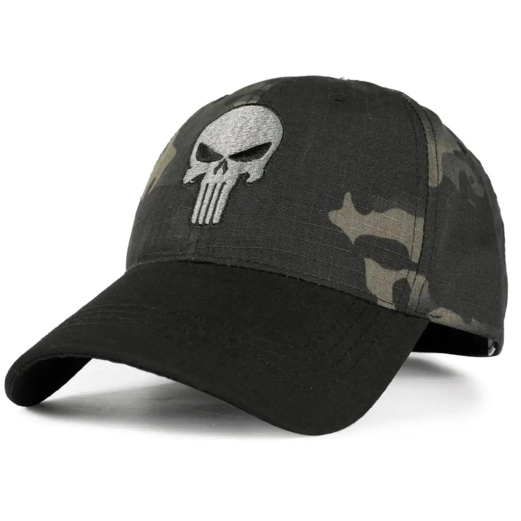 Punisher Themed Camouflage Baseball Caps