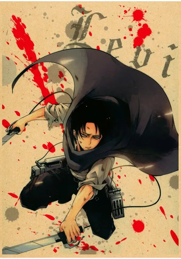 Vintage Unframed Japanese Attack On Titan Retro Posters