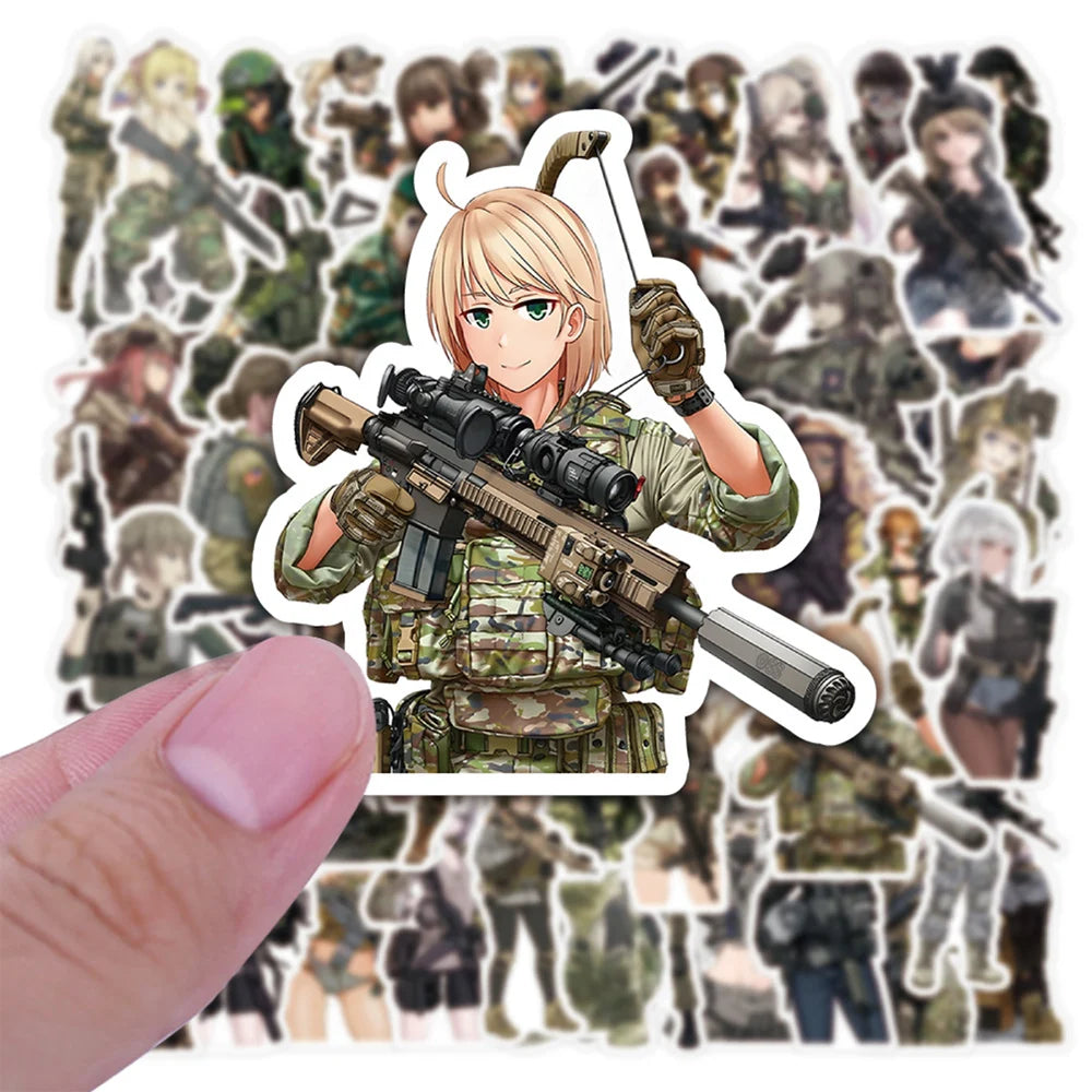 Female Soldier Cool Anime Stickers