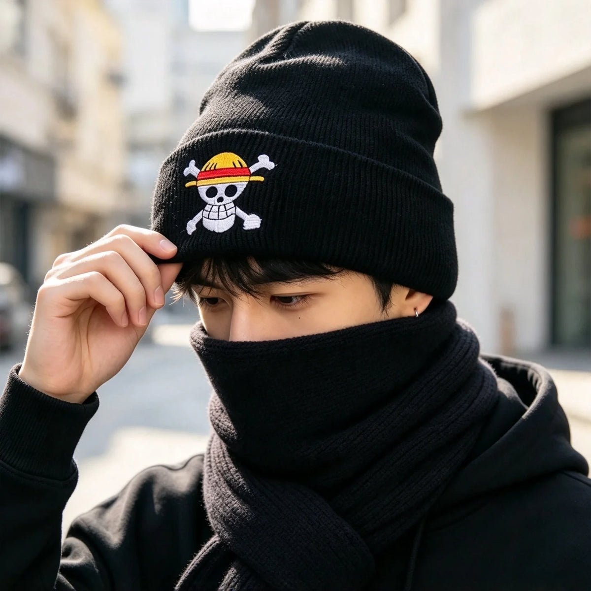 One Piece Luffy Themed Anime Knitted Hat