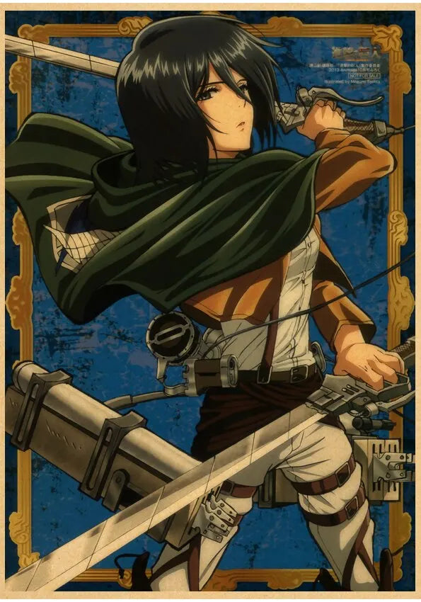 Vintage Unframed Japanese Attack On Titan Retro Posters