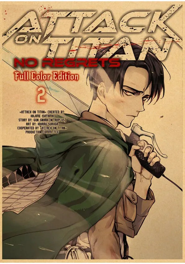 Vintage Unframed Japanese Attack On Titan Retro Posters