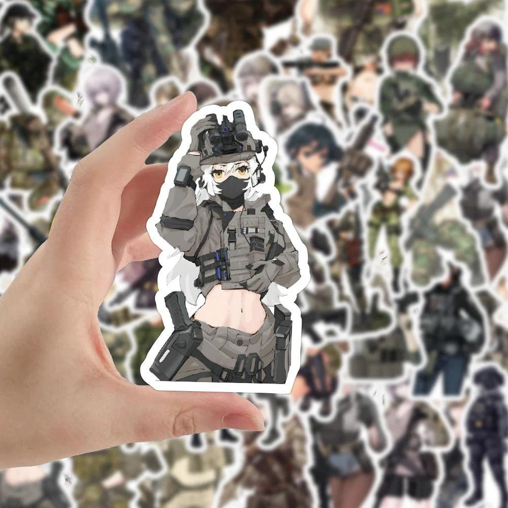 Female Soldier Cool Anime Stickers