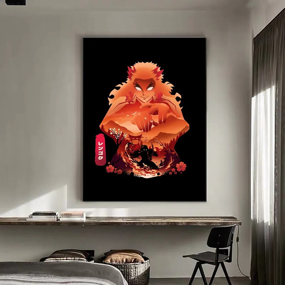 Demon Slayer Inspired Colorful Canvas Print