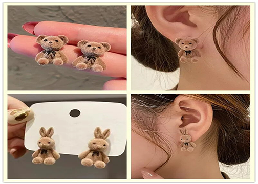 Cute Plush Rabbit and Bear Earrings