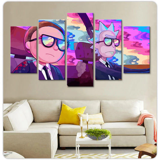 5 Piece Canvas Rick & Morty Themed Art Wall Painting