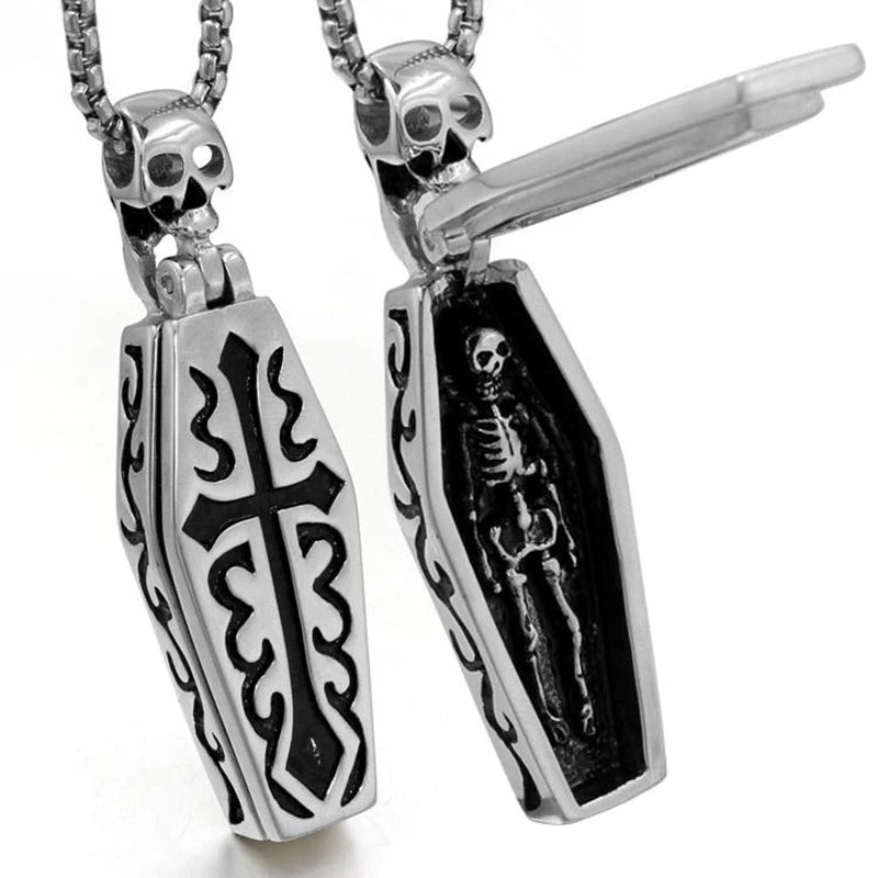Steampunk Coffin Skeleton Pendant