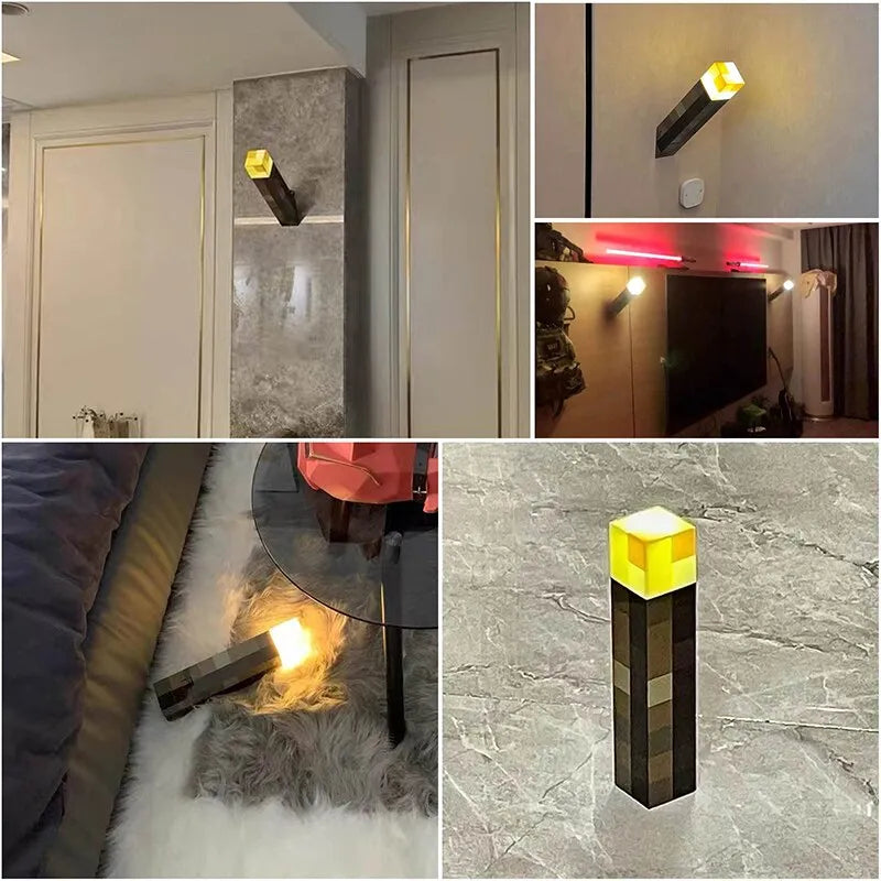 Minecraft Themed Brownstone Torch Lamp