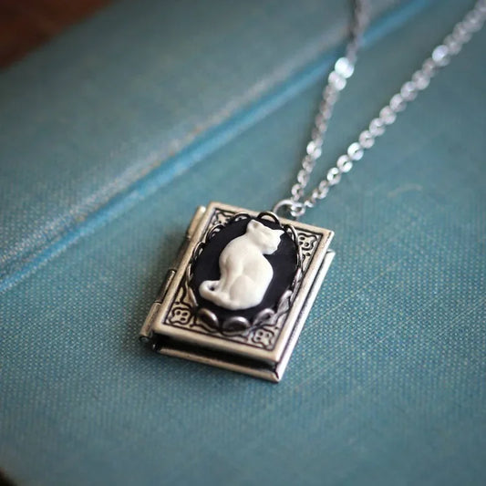 Gothic Cat Cameo Necklace