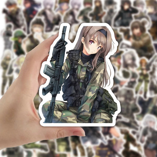 Female Soldier Cool Anime Stickers
