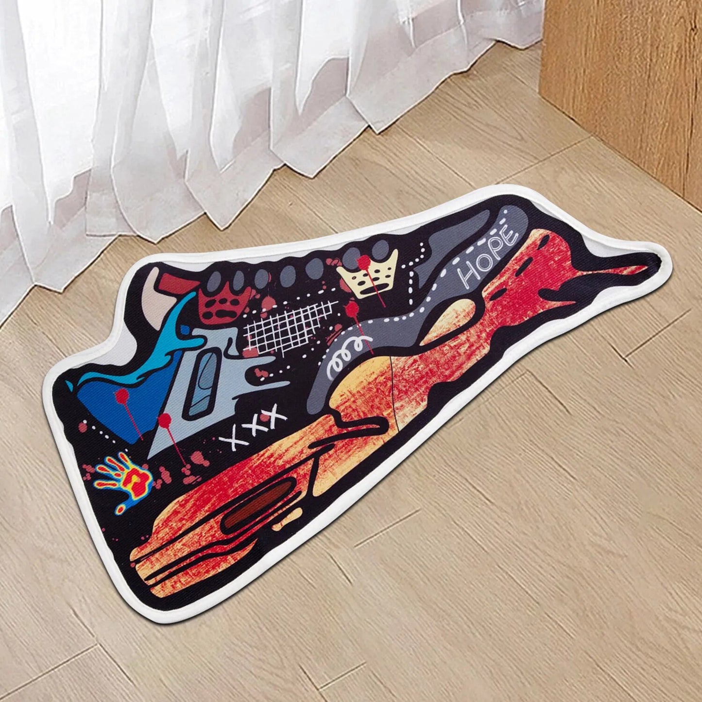 Retro Sneaker Shaped, Graffiti Styled Floormat