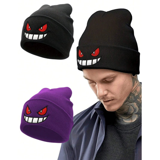 Mischievous Cartoon Character Face Knitted Beenies
