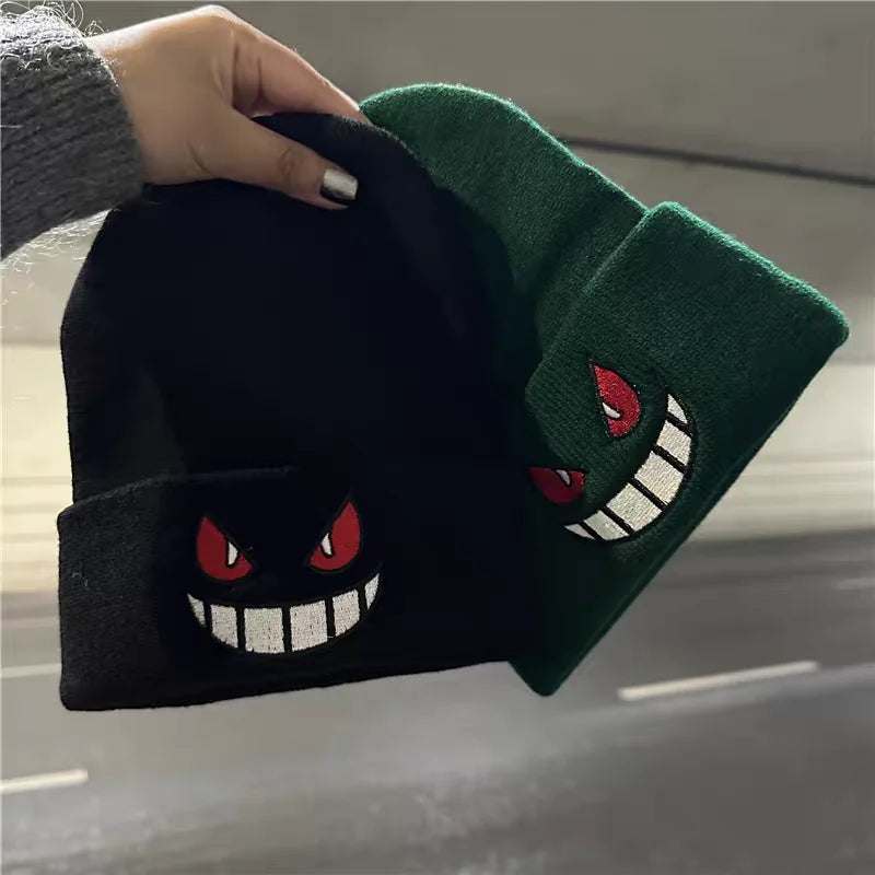 Mischievous Cartoon Character Face Knitted Beenies