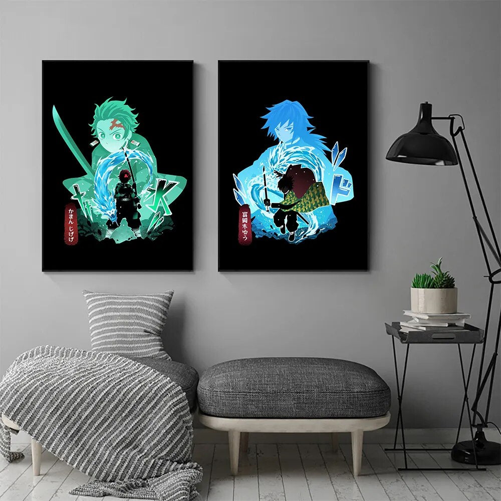 Demon Slayer Inspired Colorful Canvas Print