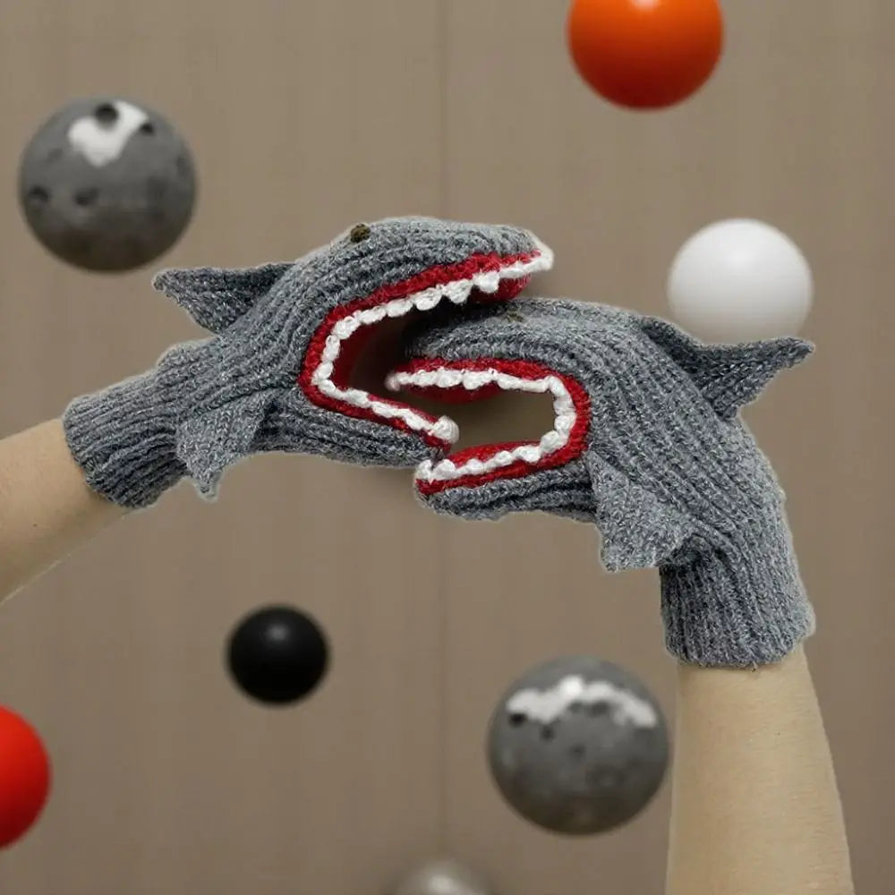 Unique Funny Shark Knitted Mittens