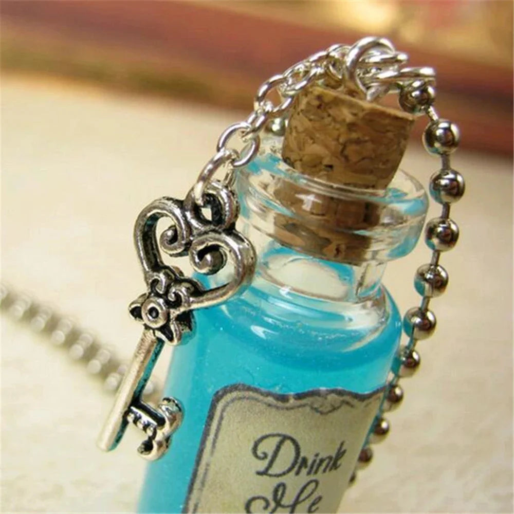 Drink Me Alice in Wonder Land Glass Bottle Necklace