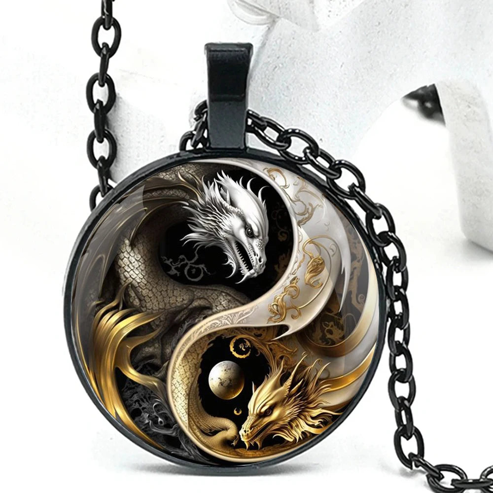 Yin and Yang Dragon Fashion Necklace