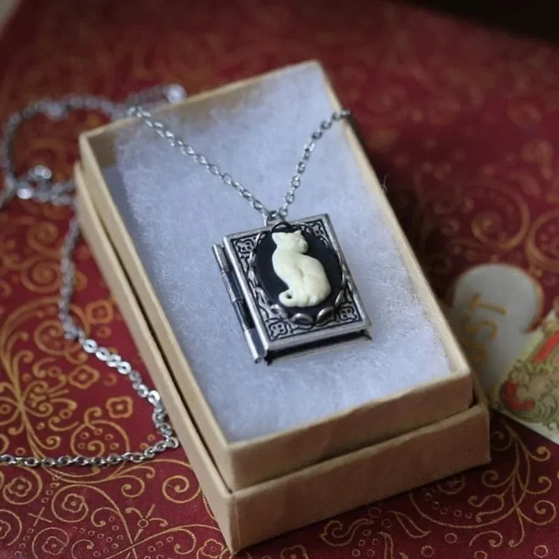 Gothic Cat Cameo Necklace