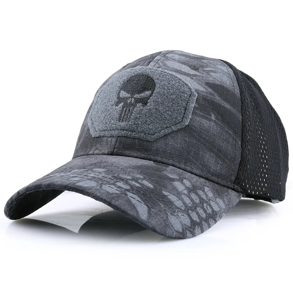 Punisher Themed Camouflage Baseball Caps