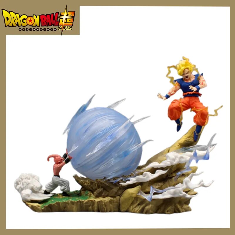 DBZ Re-Imagined Majin Buu and Son Goku Power Battle and Krillin Action Statues