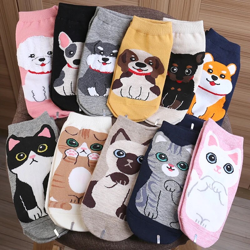 Adorable Cartoon Cat Cotton Girl Ankle Socks