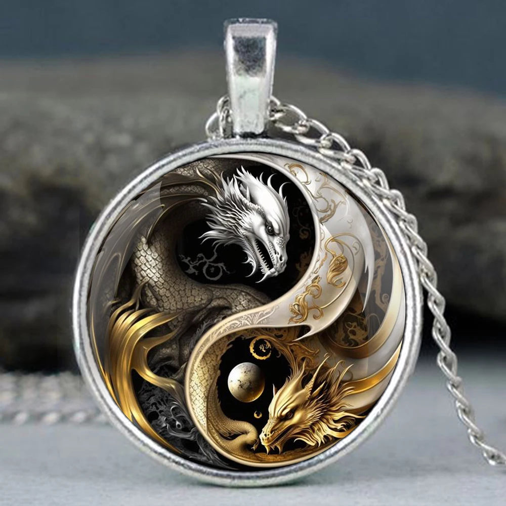Yin and Yang Dragon Fashion Necklace