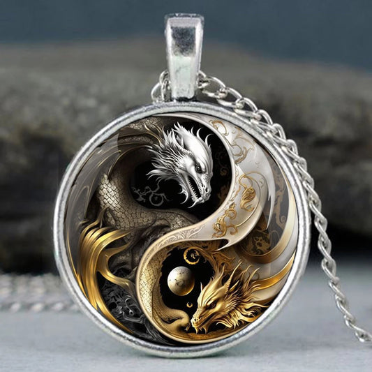 Yin and Yang Dragon Fashion Necklace