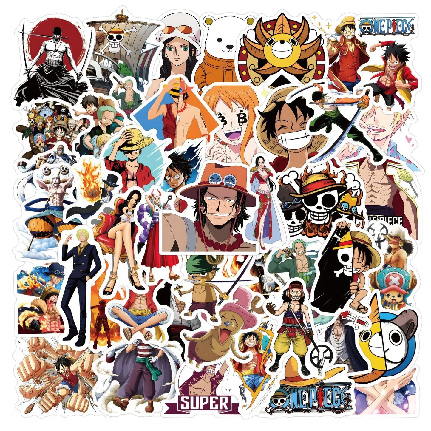 50 Sticker One Piece Themed Varied Character Anime Stickers