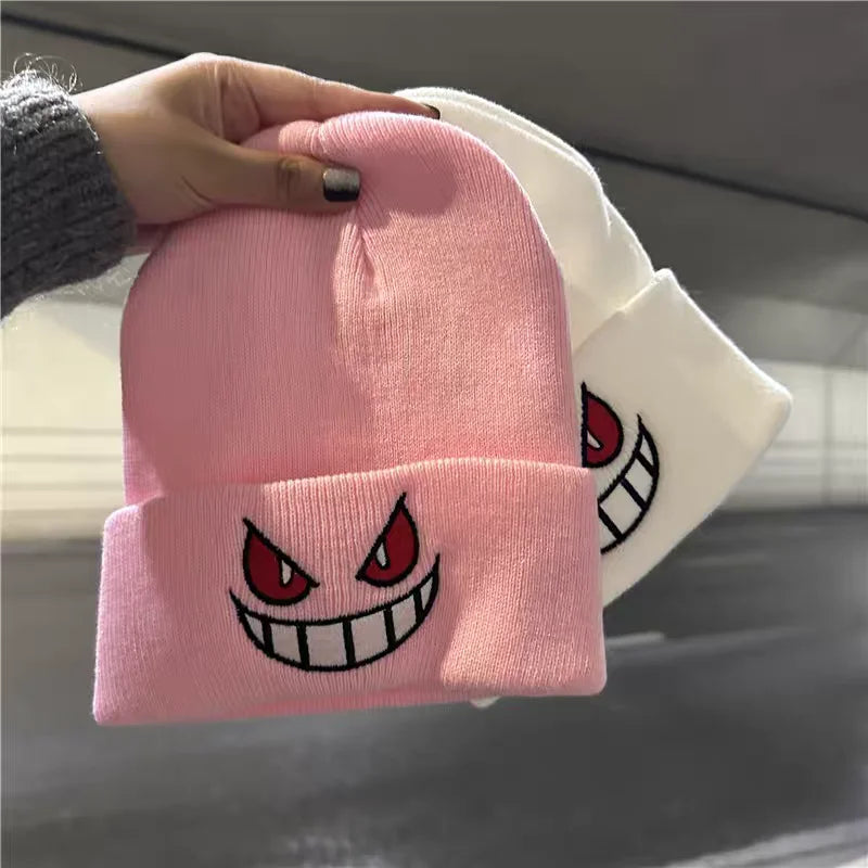Mischievous Cartoon Character Face Knitted Beenies